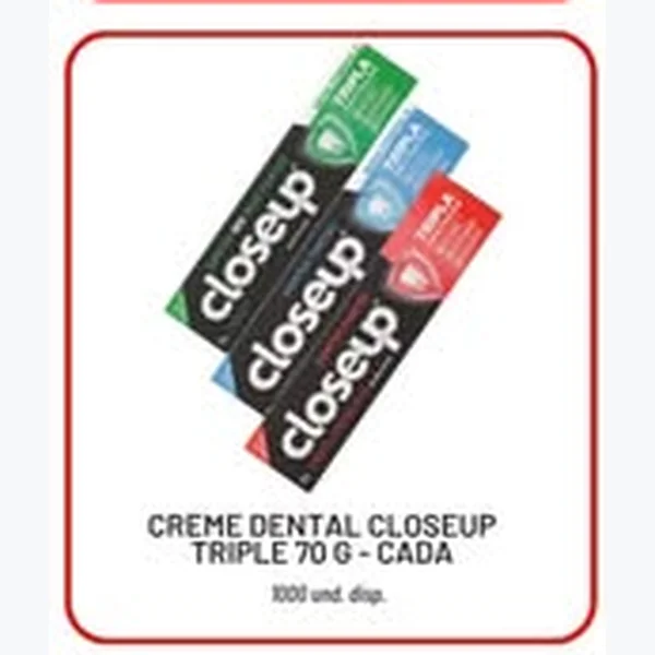 Recorte do encarte de Creme Dental Triple Closeup 70 g