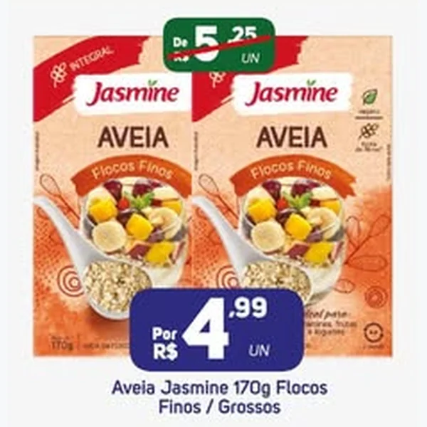 Recorte do encarte de Aveia Flocos Finos Jasmine 170 g