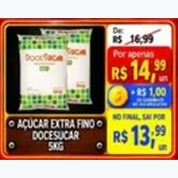 Recorte do encarte de Açúcar Extra Fino Docesucar 5 kg