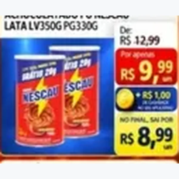 Recorte do encarte de Achocolatado em Pó Nescau 330 g