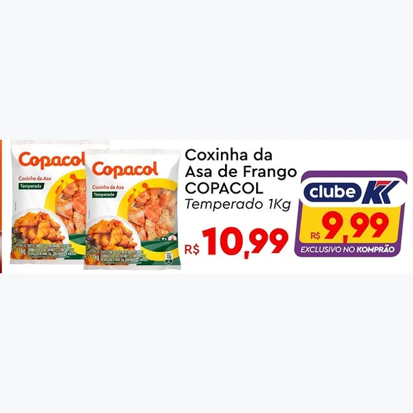Coxinha da Asa de Frango Temperada Copacol 1 kg