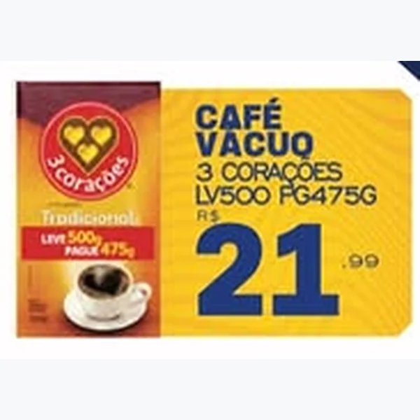 Recorte do encarte de Café a Vácuo 3 Corações 475 g