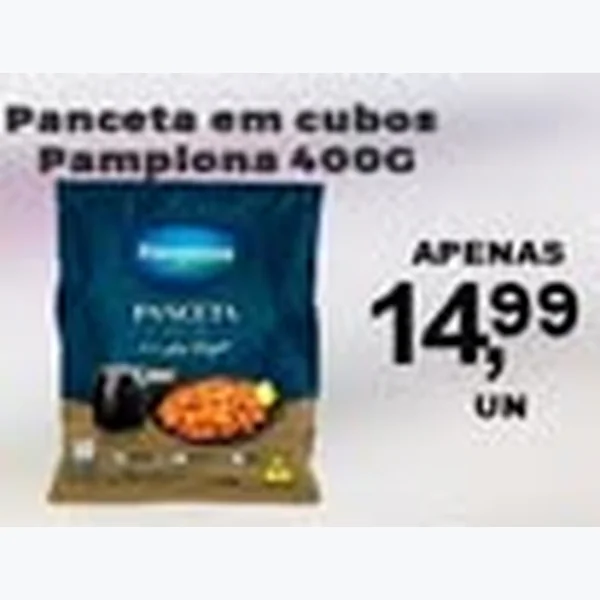 Recorte do encarte de Panceta em Cubos Pamplona 400 g