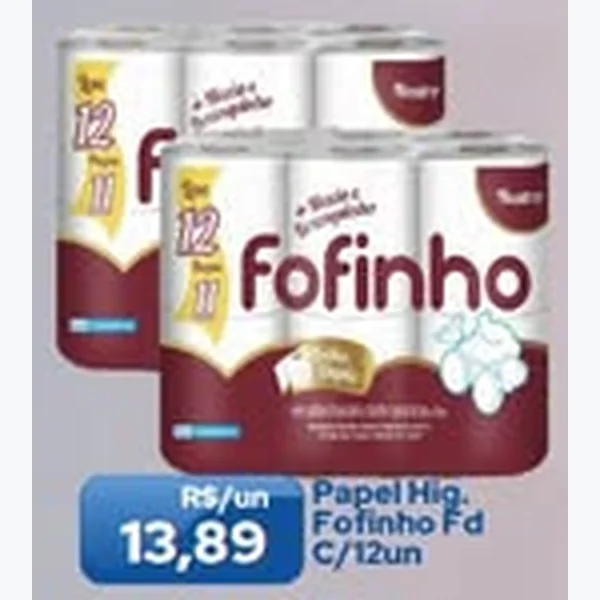 Recorte do encarte de Papel Higiênico Fofinho 12 un