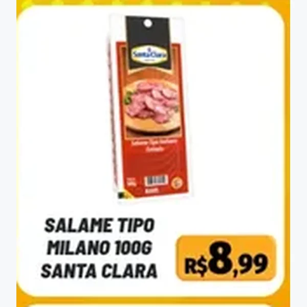 Recorte do encarte de Salame Tipo Milano Santa Clara 100 g