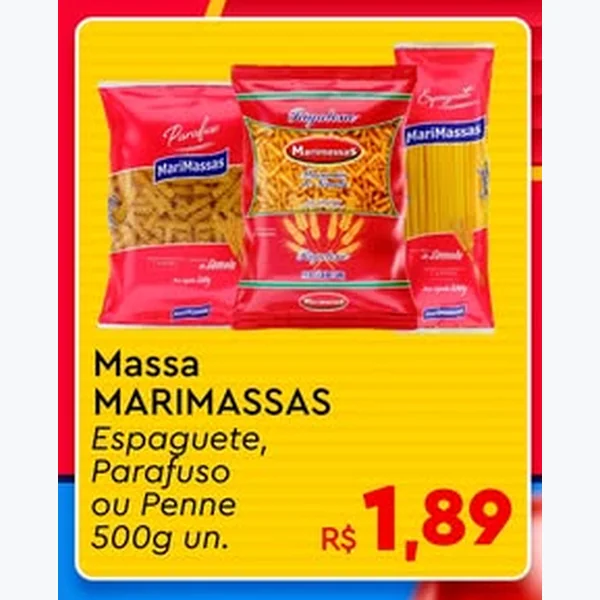 Recorte do encarte de Massa Penne Marimassas 500 g