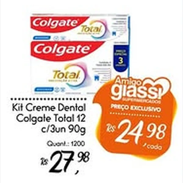 Recorte do encarte de Creme Dental Total 12 Colgate 3 un × 90 g