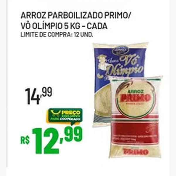 Recorte do encarte de Arroz Parboilizado Vô Olímpio 5 kg