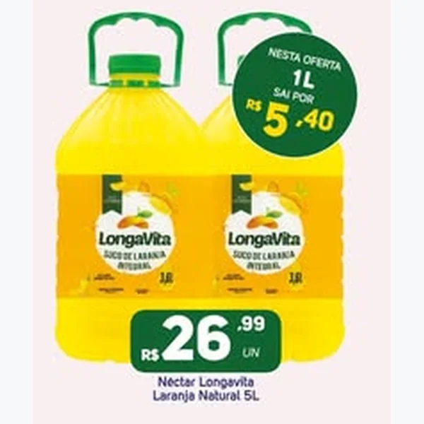 Recorte do encarte de Néctar Laranja Natural Longavita 5 L