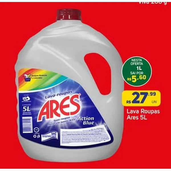 Recorte do encarte de Lava Roupas Action Blue Ares 5 L
