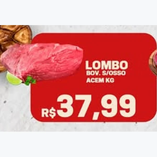 Recorte do encarte de Lombo Bovino Acém sem Osso