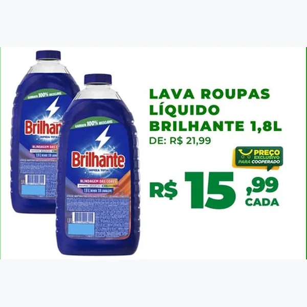 Lava Roupas Líquido Brilhante 1,8 L