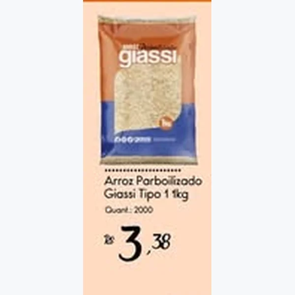 Recorte do encarte de Arroz Parboilizado Tipo 1 Giassi 1 kg