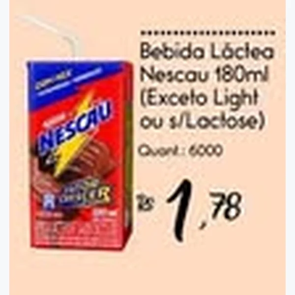 Recorte do encarte de Bebida Láctea Nescau 180 ml