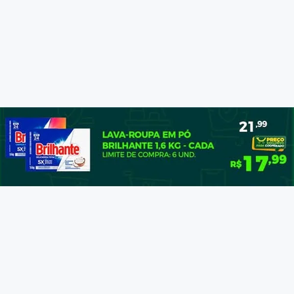 Lava-roupa em Pó Brilhante 1,6 kg