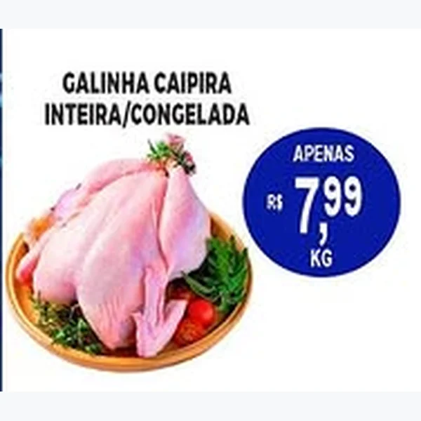 Recorte do encarte de Galinha Caipira Inteira Congelada
