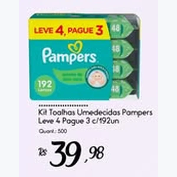 Recorte do encarte de Toalhas Umedecidas Pampers 4 un × 192 un