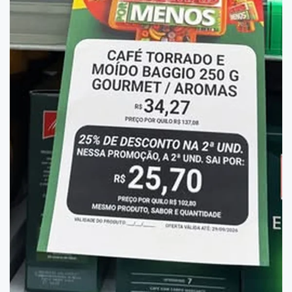 Café Torrado e Moído Aromas Baggio 250 g