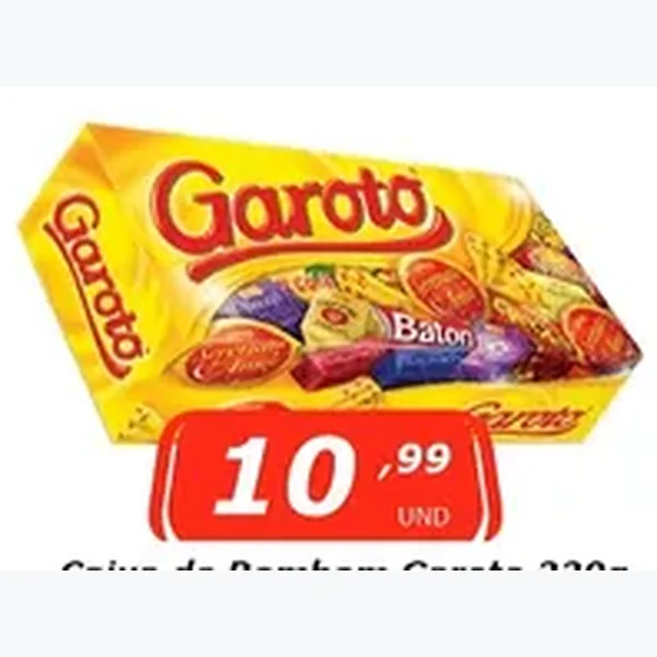 Recorte do encarte de Caixa de Bombom Garoto 220 g