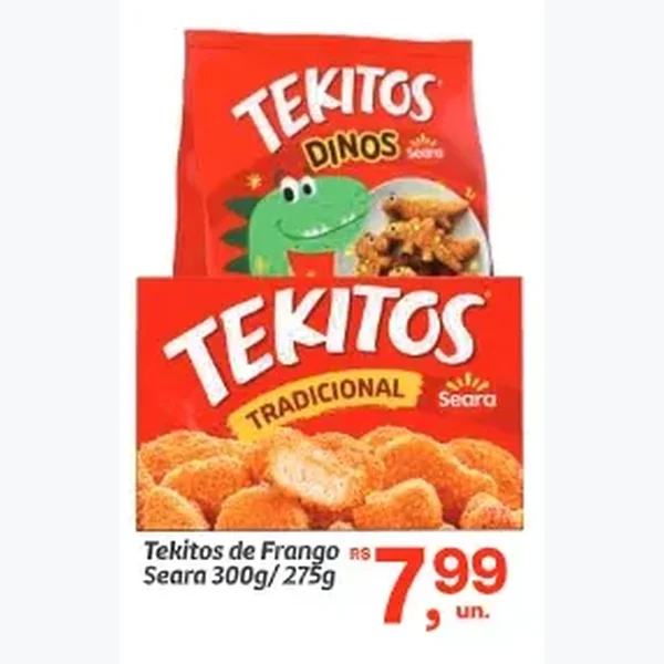 Recorte do encarte de Tekitos de Frango Seara 300 g