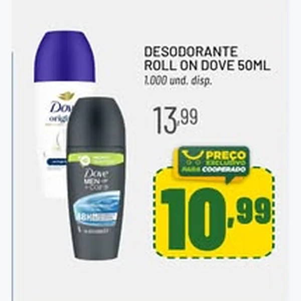 Recorte do encarte de Desodorante Roll On Dove 50 ml