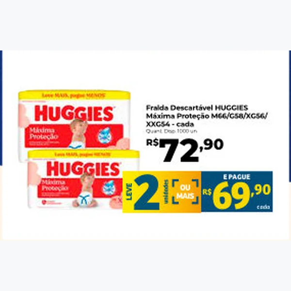 Recorte do encarte de Fralda Descartável HUGGIES