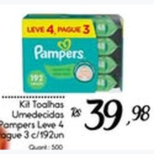 Kit Toalhas Umedecidas Pampers 4 un × 192 un