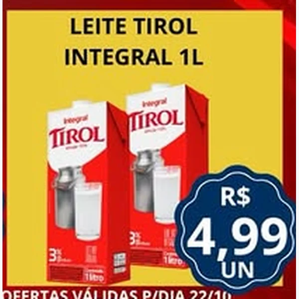 Recorte do encarte de Leite Integral Tirol 1 L