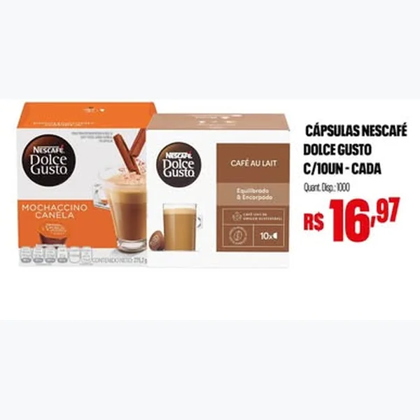 Recorte do encarte de Cápsulas Nescafé Dolce Gusto 10 un