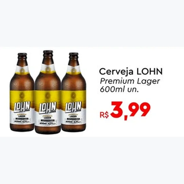 Recorte do encarte de Cerveja Premium Lager LOHN 600 ml