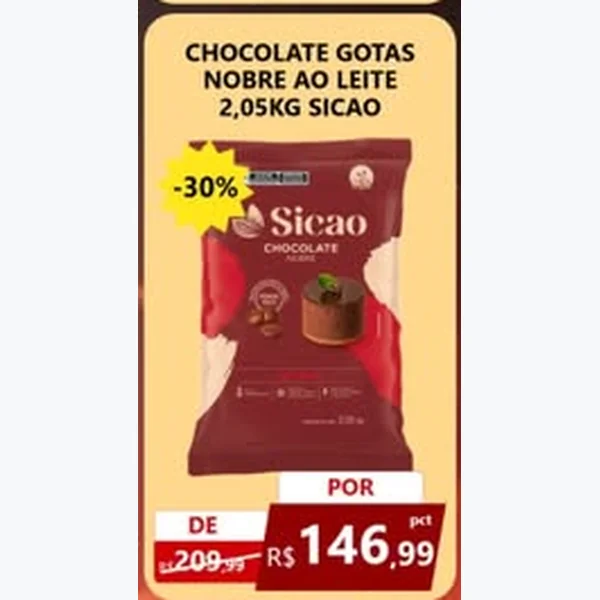 Chocolate Gotas Nobre ao Leite Sicao 2,05 kg