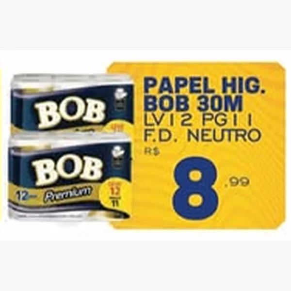 Recorte do encarte de Papel Higiênico Bob 12 un × 30 un