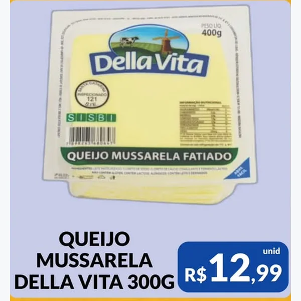 Queijo Mussarela Fatiado Della Vita 300 g