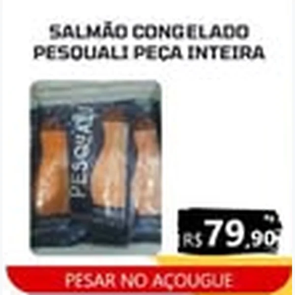 Recorte do encarte de Salmão Congelado Peça Inteira Pesquali