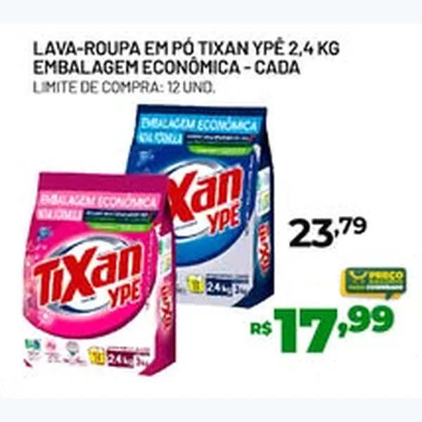 Recorte do encarte de Lava-roupa em Pó Tixan Ypê 2,4 kg