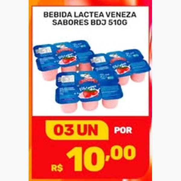 Recorte do encarte de Bebida Láctea Sabores Veneza 510 g