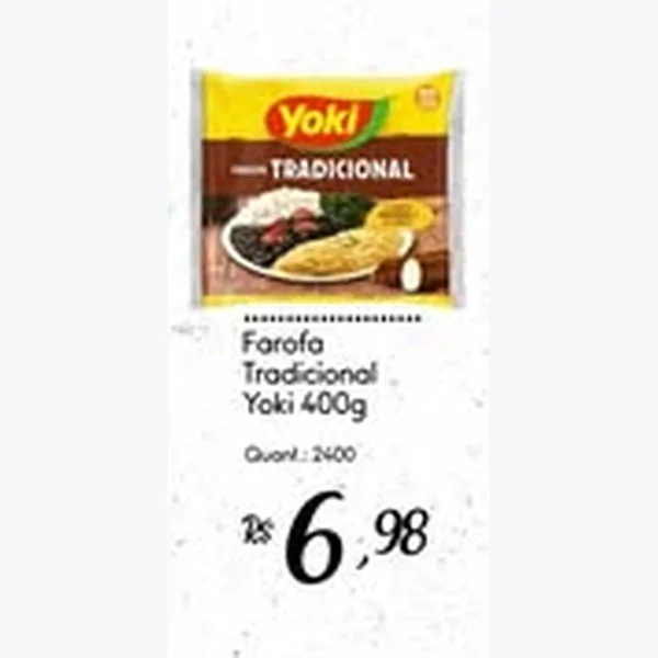 Recorte do encarte de Farofa Tradicional Yoki 400 g