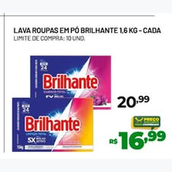 Lava Roupas em Pó Brilhante 1,6 kg
