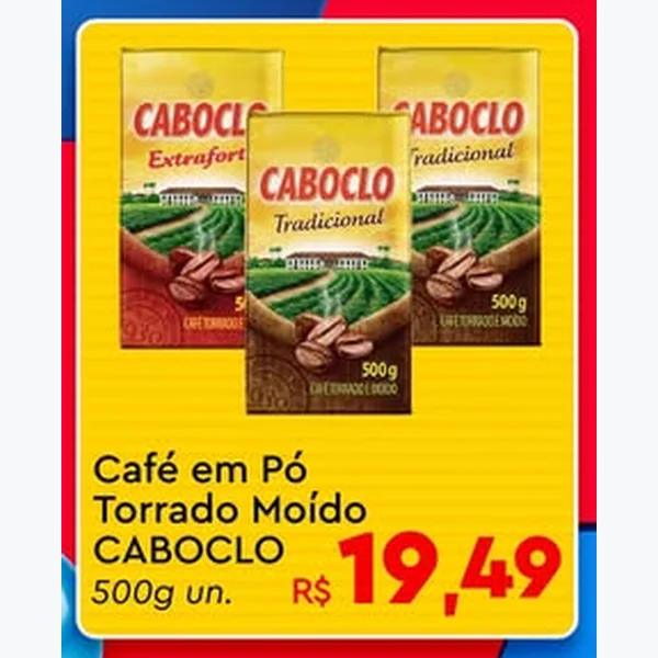 Recorte do encarte de Café em Pó Torrado Moído Caboclo 500 g