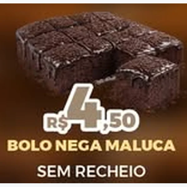 Recorte do encarte de Bolo Nega Maluca sem Recheio