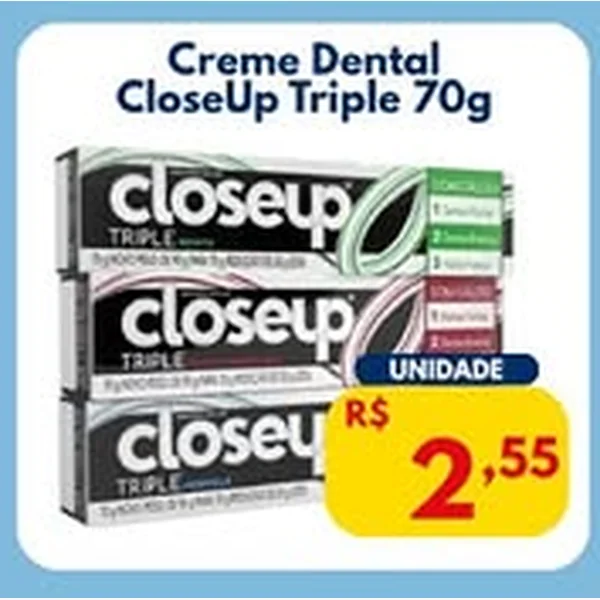 Recorte do encarte de Creme Dental Triple CloseUp 70 g