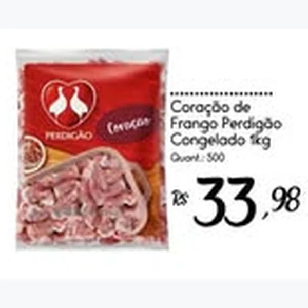 Recorte do encarte de Coração de Frango Congelado Perdigão 1 kg