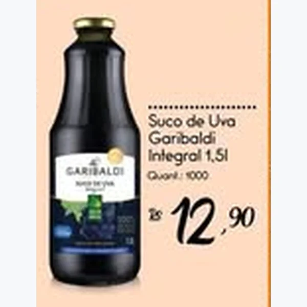 Recorte do encarte de Suco de Uva Integral Garibaldi 1,5 L