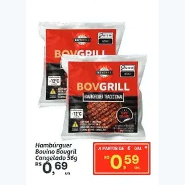 Recorte do encarte de Hambúrguer Bovino Bovgrill 56 g
