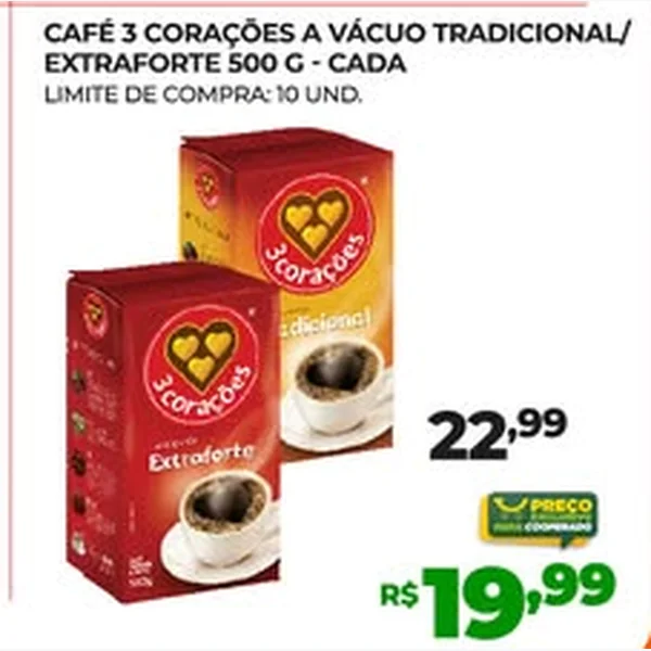 Café a Vácuo Extraforte 3 Corações 500 g