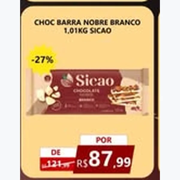 Chocolate Barra Nobre Branco Sicao 1,01 kg