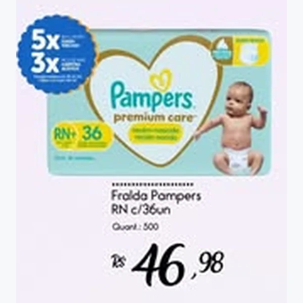 Recorte do encarte de Fralda Premium Care Pampers 36 un