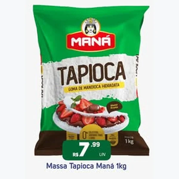 Recorte do encarte de Tapioca Goma de Mandioca Hidratada Maná 1 kg