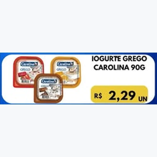Recorte do encarte de Iogurte Grego Carolina 90 g