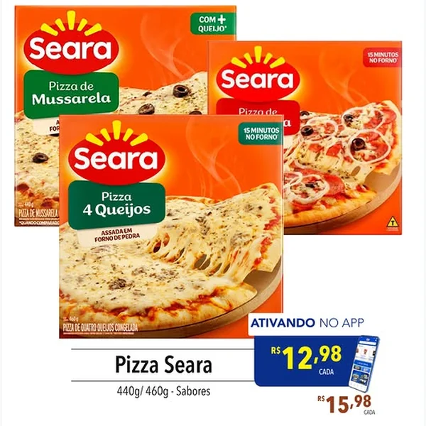 Recorte do encarte de Pizza Calabresa Seara 440 g